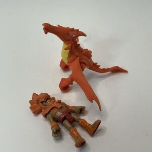 Imaginext Orange Pterodactyl with Warrior figure & Mask flying dinosaur